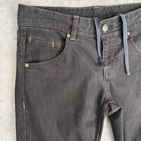 ATHLETA Women Frontier Jeans 30x31 Black Dark Denim Straight Leg Drawstrings - Picture 2 of 16